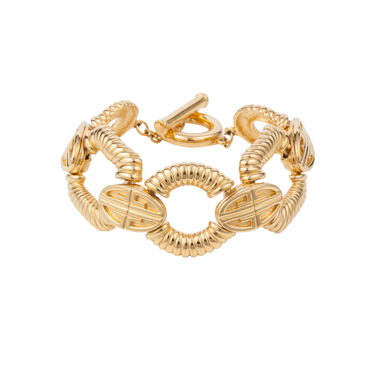 1980s Vintage Givenchy Ribbed Link Bracelet