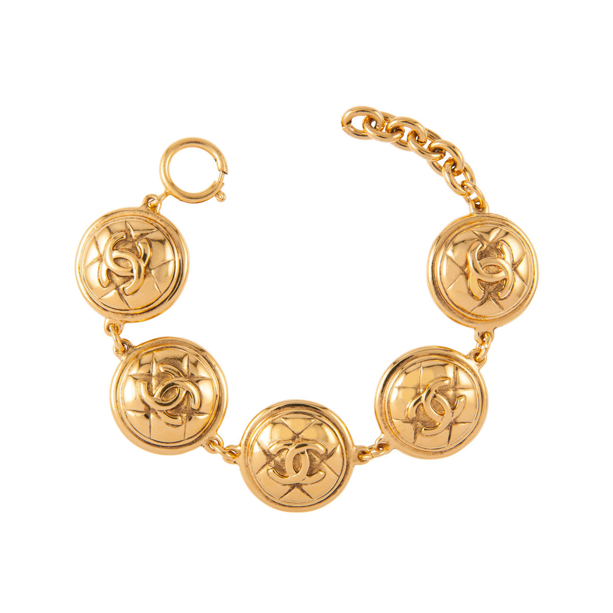 1980s Vintage Chanel Quilted Medallion Bracelet