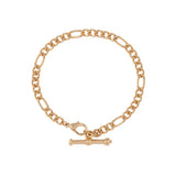 1990s Vintage 22ct Gold Plated Figaro Bracelet with T Bar