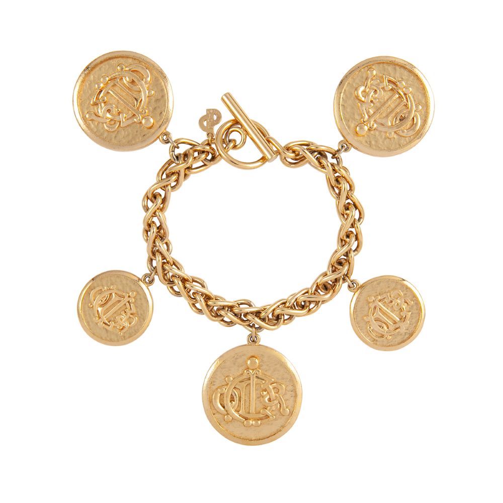 1980s Vintage Christian Dior Medallion Charm Bracelet