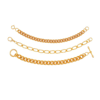 1990s Vintage Gold Plated Curb Chain Set of Three Bracelets