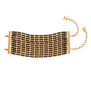 1986 Vintage Rare Chanel Leather and Chain-Link Bracelet