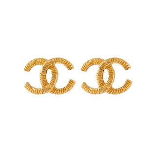 1993 Vintage Chanel Hammered Clip-On Earrings