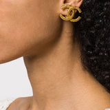 1993 Vintage Chanel Hammered Clip-On Earrings