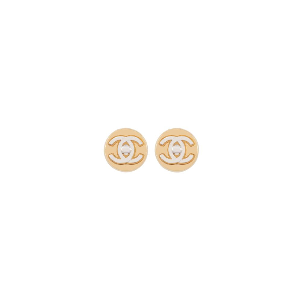 1997 Vintage Chanel Dual Tone Logo Clip-On Earrings