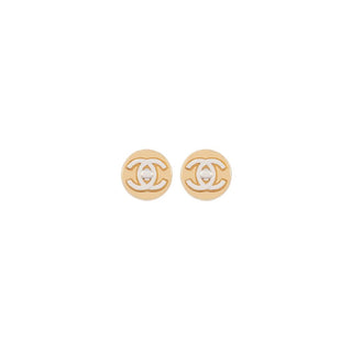 1997 Vintage Chanel Dual Tone Logo Clip-On Earrings