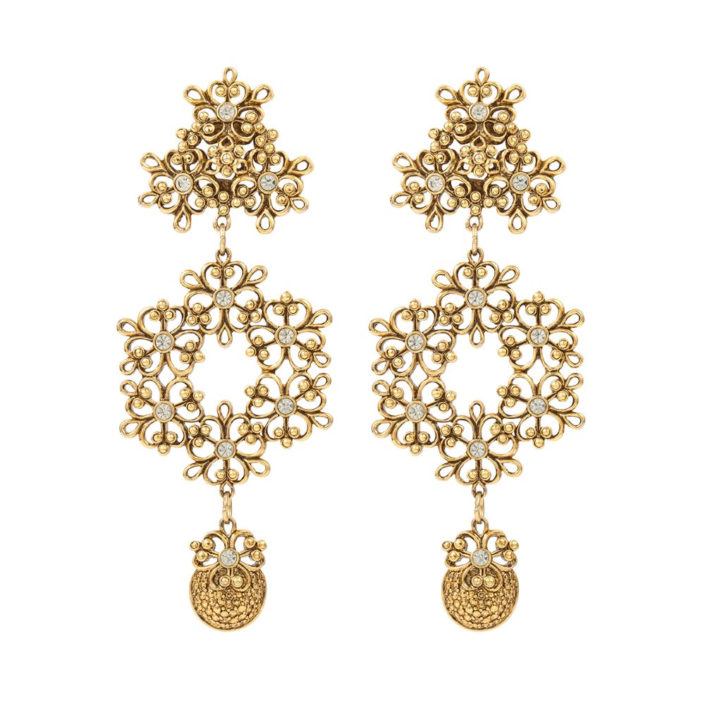 1990s Vintage Barrera Baroque Clip-on Earrings