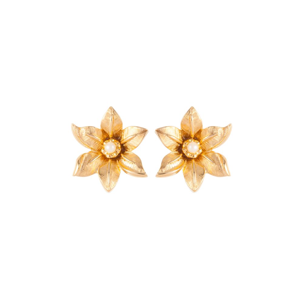 1980s Vintage Nina Ricci Flower Clip-On Earrings