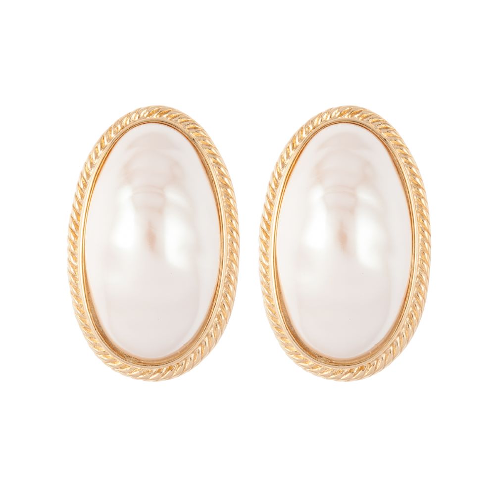 1980s Vintage Givenchy Statement Faux Pearl Clip-On Earrings