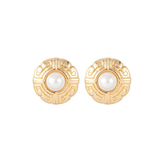 1980s Vintage Givenchy Logo Faux Pearl Post Earrings