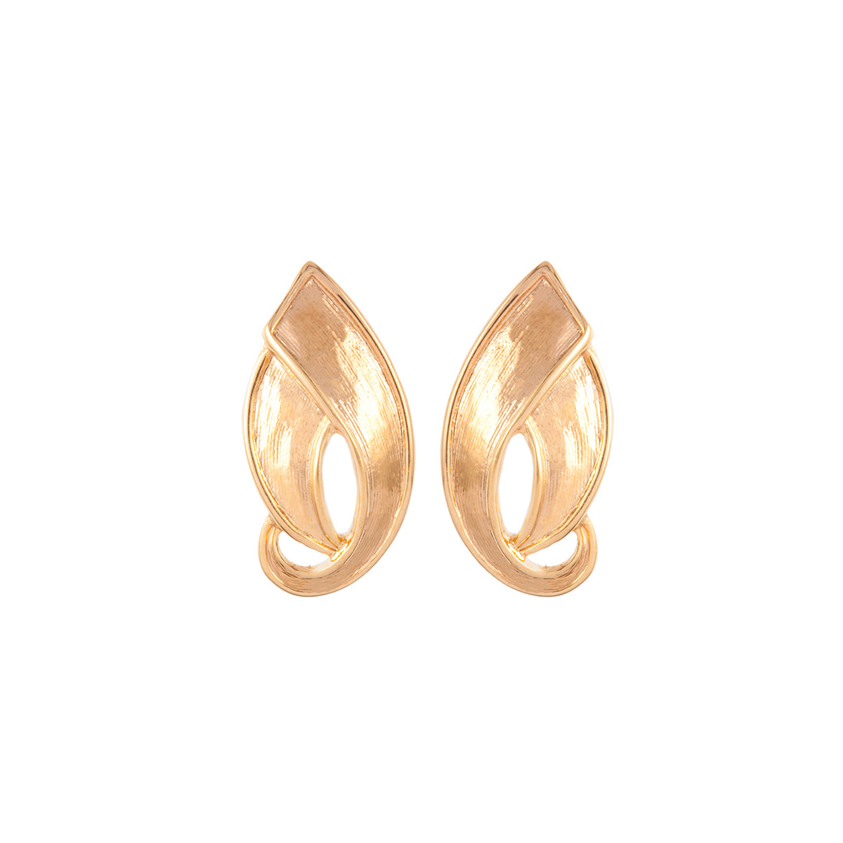 1980s Vintage D'Orlan Brushed Leaf Earrings