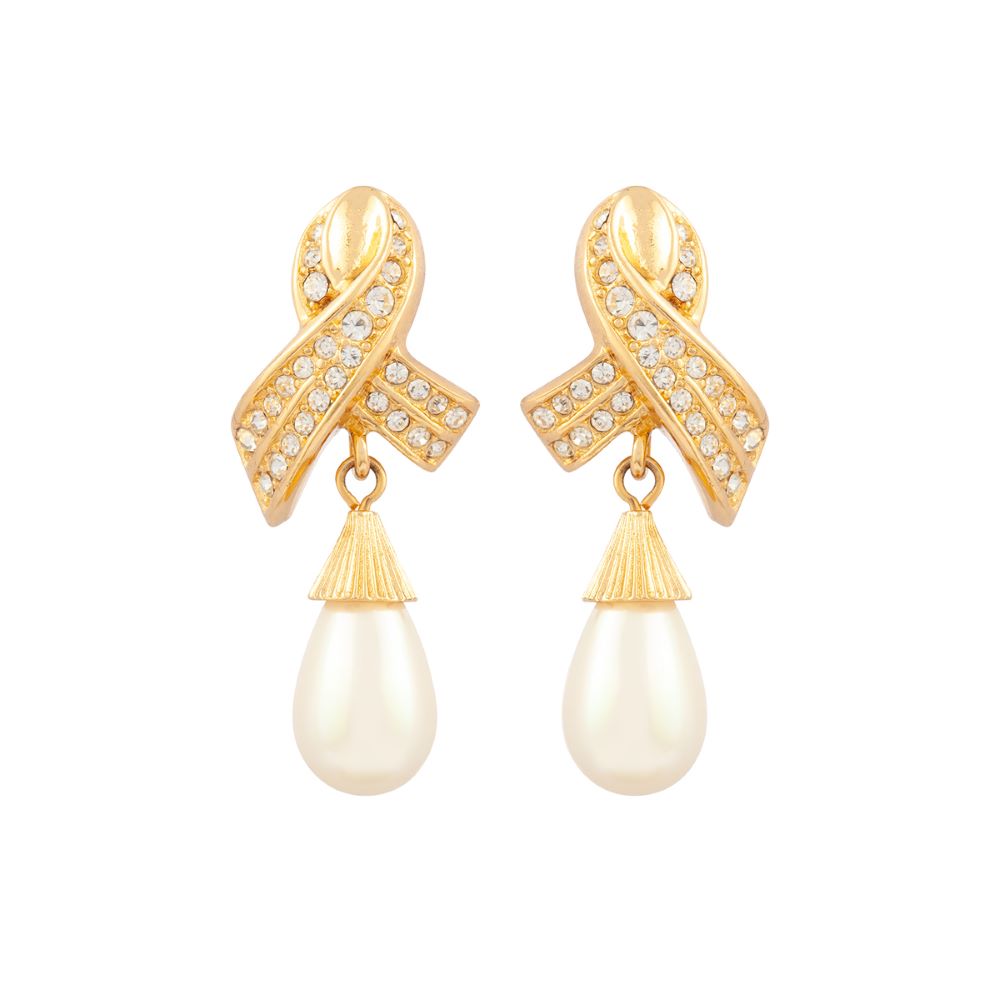1980s Vintage Christian Dior Faux Pearl Clip-On Earrings