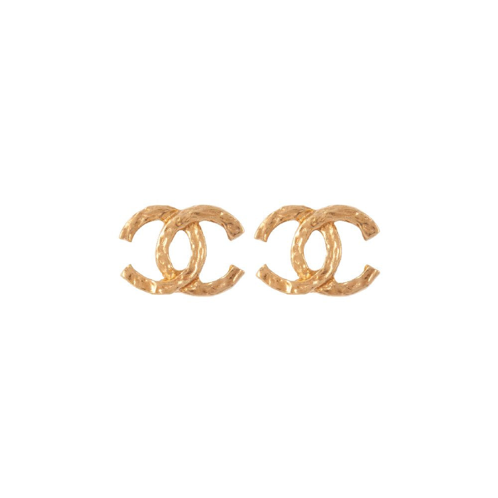 1980s Vintage Chanel Logo Clip-On Earrings