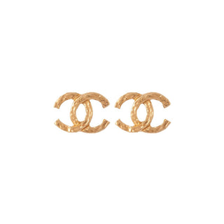 1980s Vintage Chanel Logo Clip-On Earrings