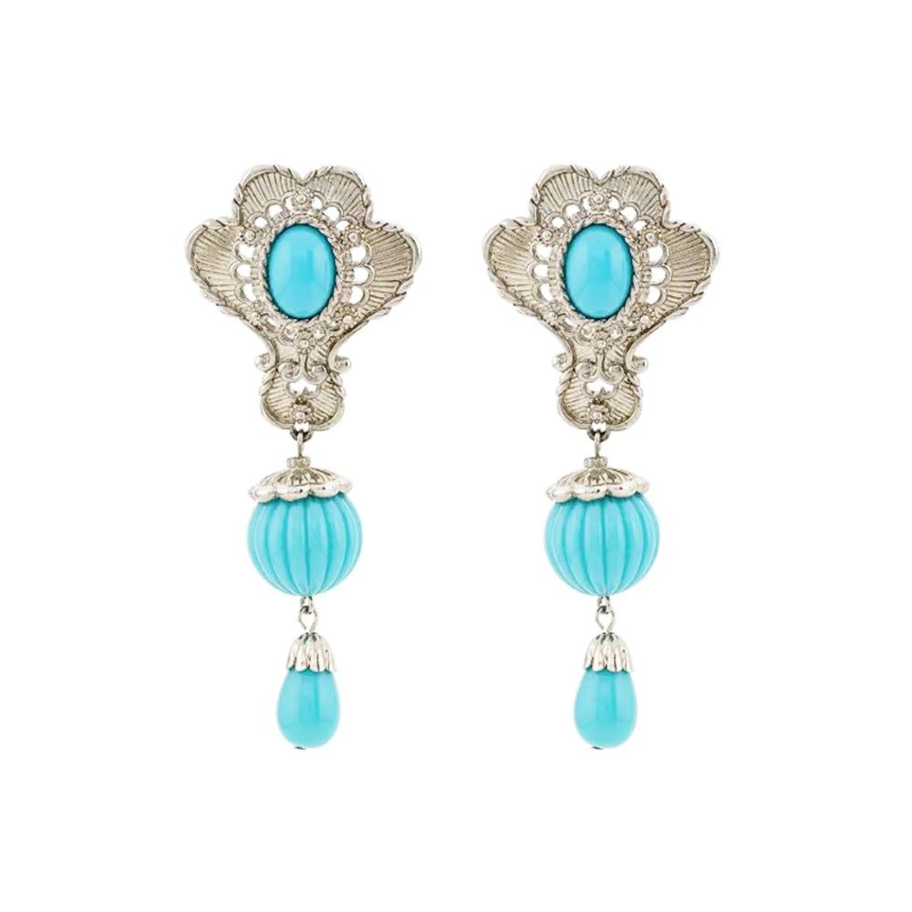 1970s Vintage Barrera Turquoise Clip-On Earrings