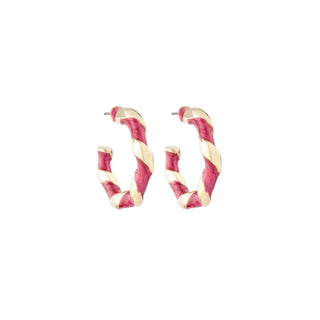 1980s Vintage Pink Enamel Hoop Earrings