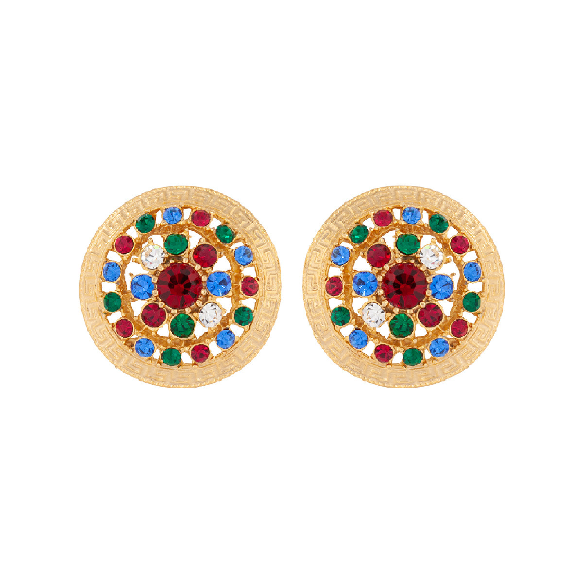 1990s Vintage Jewel Coloured Clip-On Earrings