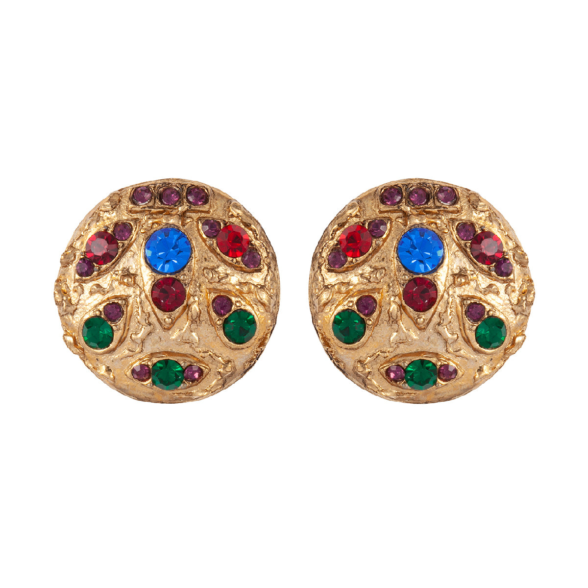 1990s Vintage Jewel Coloured Clip-On Earrings