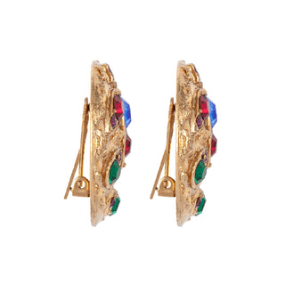 1990s Vintage Jewel Coloured Clip-On Earrings