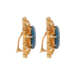 1980s Vintage Renaissance Revival Ornate Clip-On Earrings