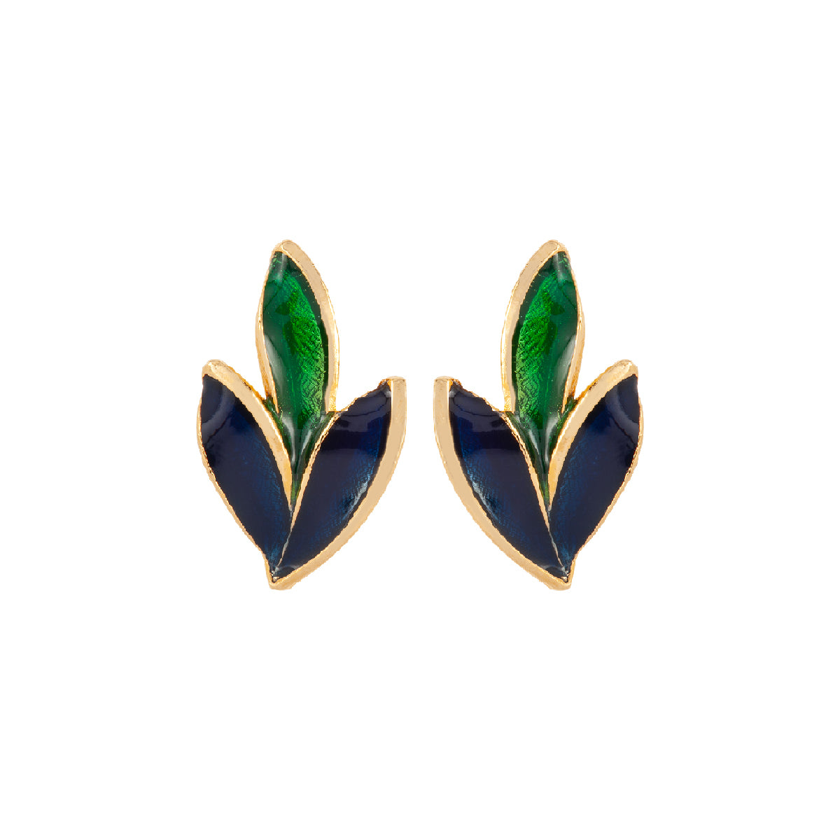 1980s Vintage Enamel Leaf Clip-On Earrings
