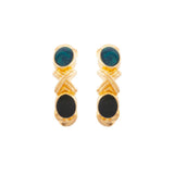 1980s Vintage Teal and Enamel Clip-On Earrings