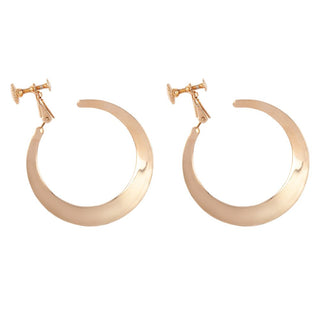 1980s Vintage Gold Plated Round Hoop Clip-On Earrings