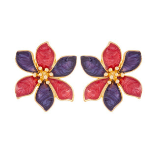 1980s Vintage Flower Clip-On Earrings