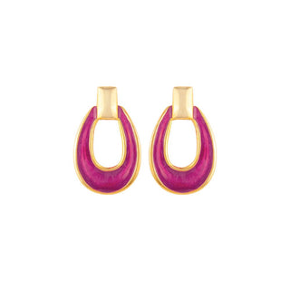 1980s Vintage Plum Door Knocker Earrings