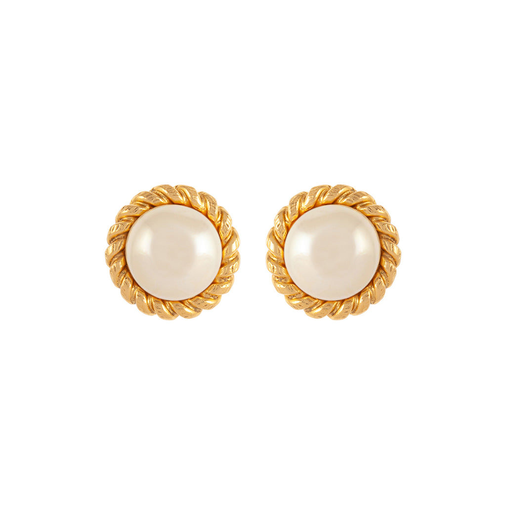 Chanel Gold CC Star  Pearl Drop Earrings
