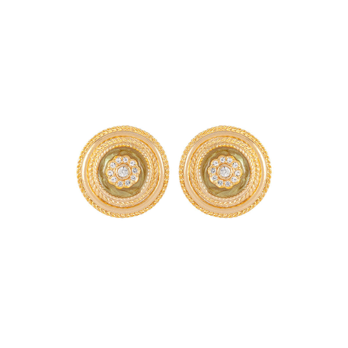 1980s Vintage Green Enamel Clip-On Earrings