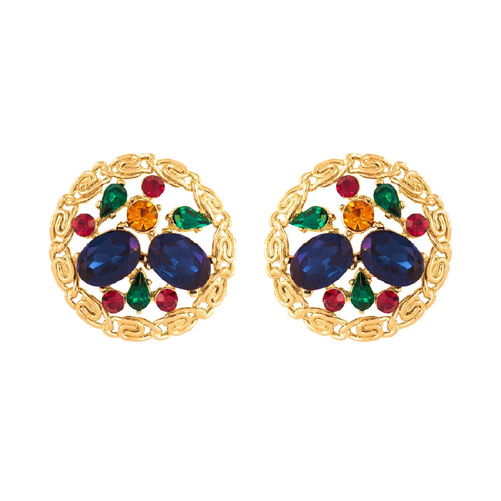 1980s Vintage Jewel Clip-On Earrings