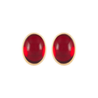 1980s Vintage Ruby Oval Clip-on Earrings