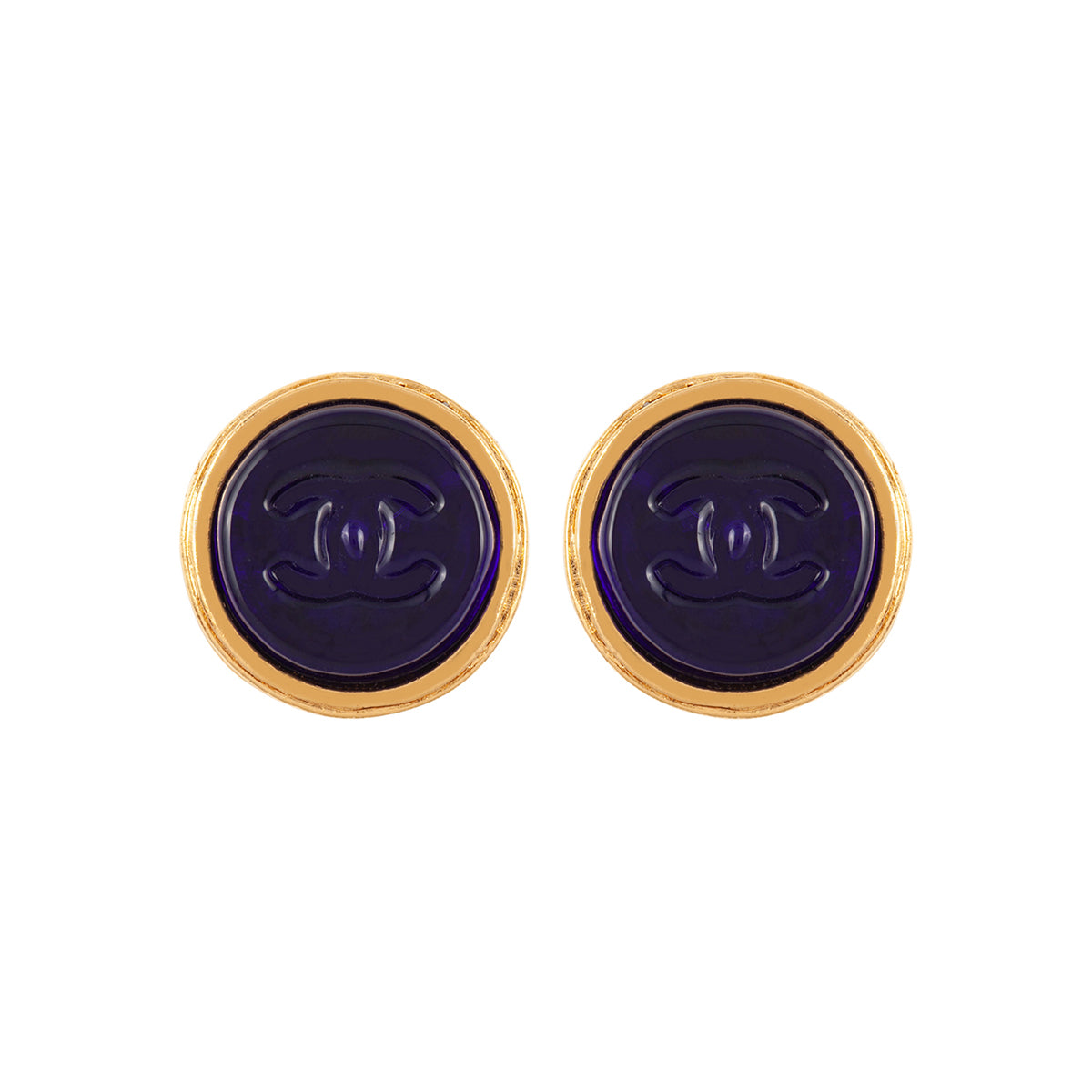 1993 Vintage Rare Chanel Blue Gripoix Clip-On Earrings