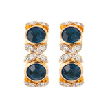1980s Vintage D'Orlan Sapphire Demi Hoop Earrings