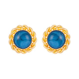 1990s Vintage Blue Marbled Clip-On Earrings