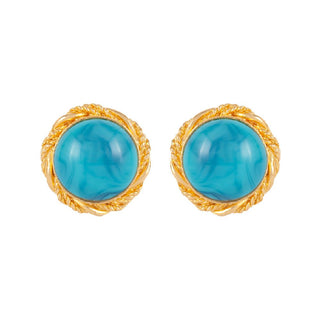 1980s Vintage Turquoise Clip-On Earrings