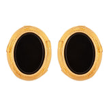 1990s Vintage Karl Lagerfeld Oval Black Clip-On Earrings