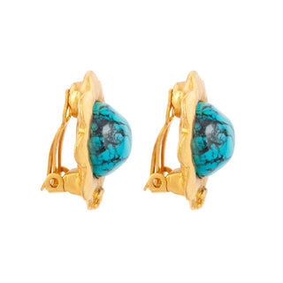 1996 Vintage Chanel Faux Turquoise Clip-On Earrings