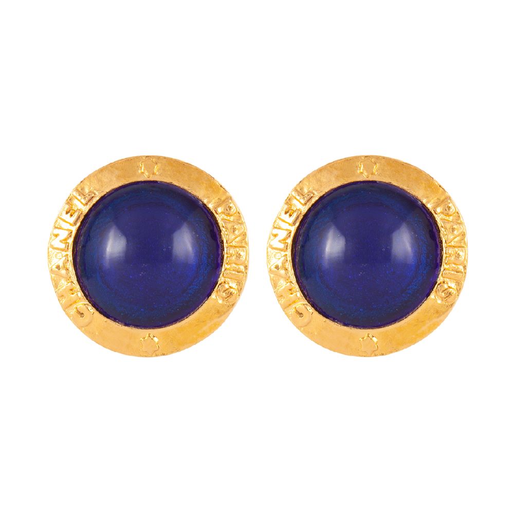 1989 Vintage Chanel Blue Gripoix Clip-On Earrings