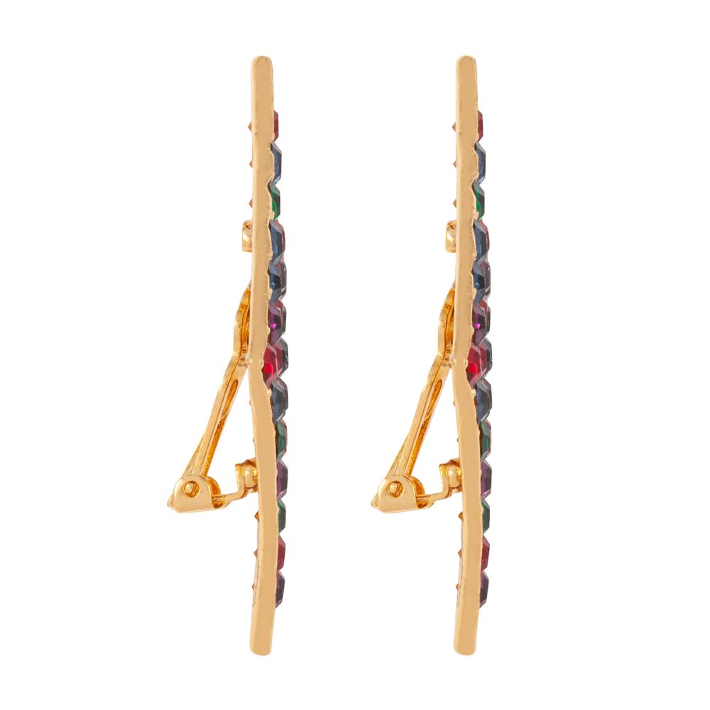 1980s Vintage Jewel Triangle Clip-On Earrings