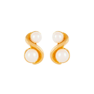 1980s Vintage Duo Pearl Stylised Earrings