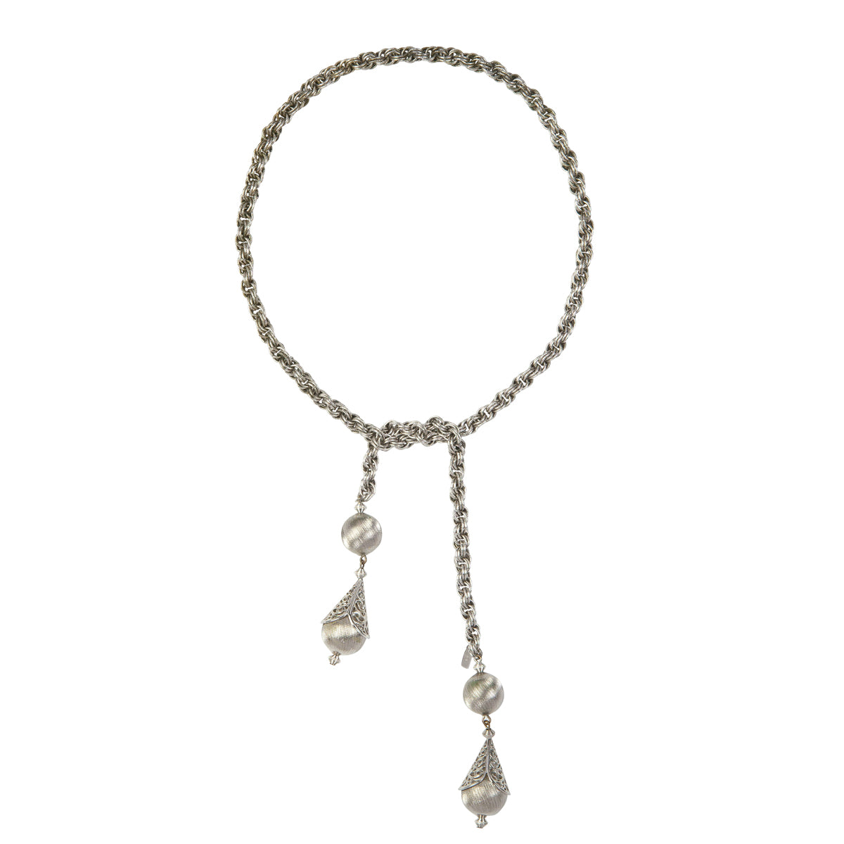 1970s Vintage Filigree Lariat Necklace