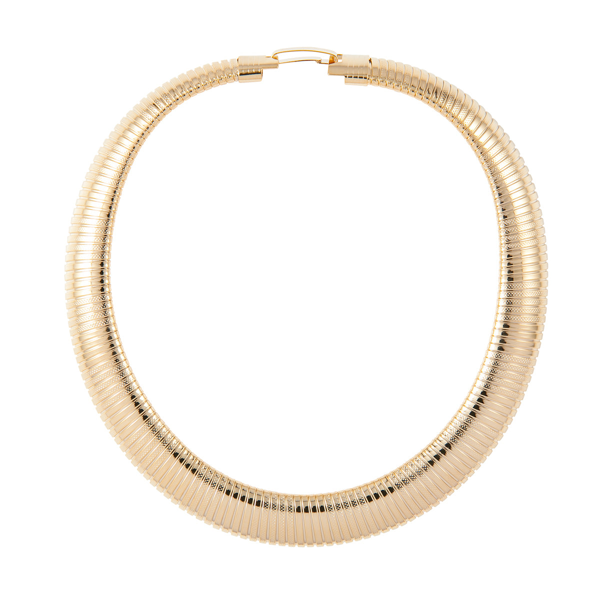 1980s Vintage Gold Plated Textured Flex Collar