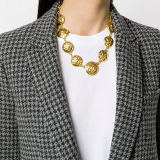 1980s Vintage Chanel Statement Quilted Necklace