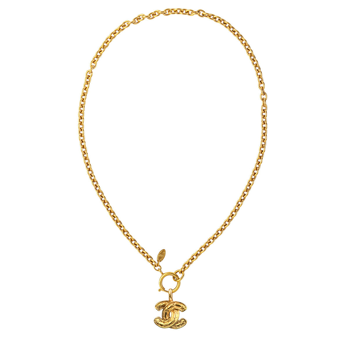 1980s Vintage Chanel Quilted Pendant