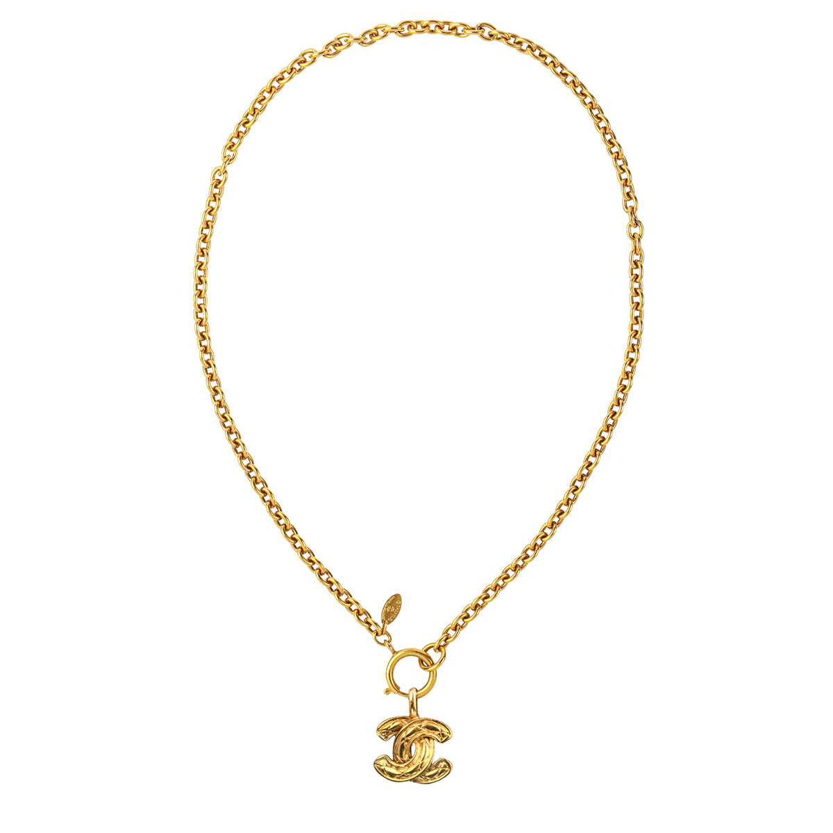 1980s Vintage Chanel Quilted Pendant
