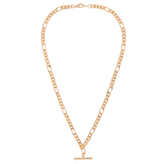 1990s Vintage 22ct Gold Plated Figaro Chain with T Bar