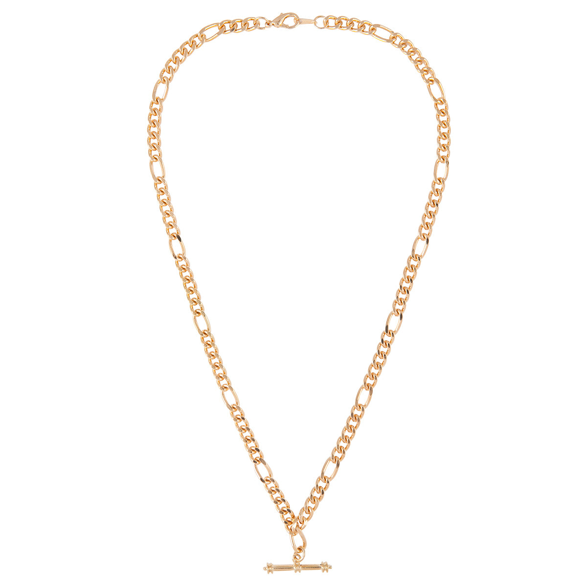 1990s Vintage 22ct Plated Figaro Chain T Bar