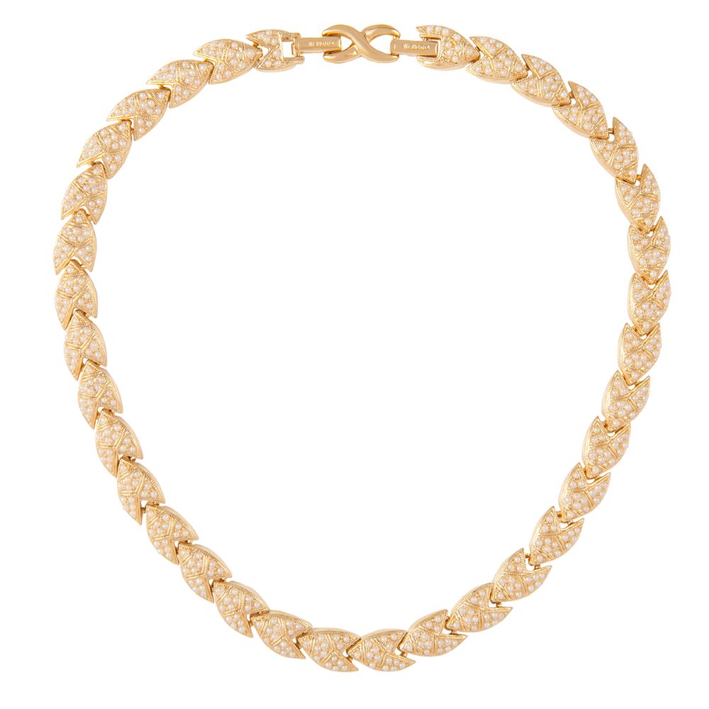 1990s Vintage D'Orlan Faux Pearl Collar Necklace